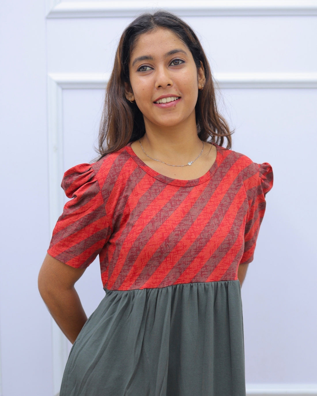 Urvi | Casual Non-Maternity Loungewear - Puff Sleeve | Full Length