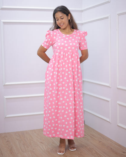 Ranchi | Casual Non-Maternity Loungewear - Puff Sleeve | Full Length