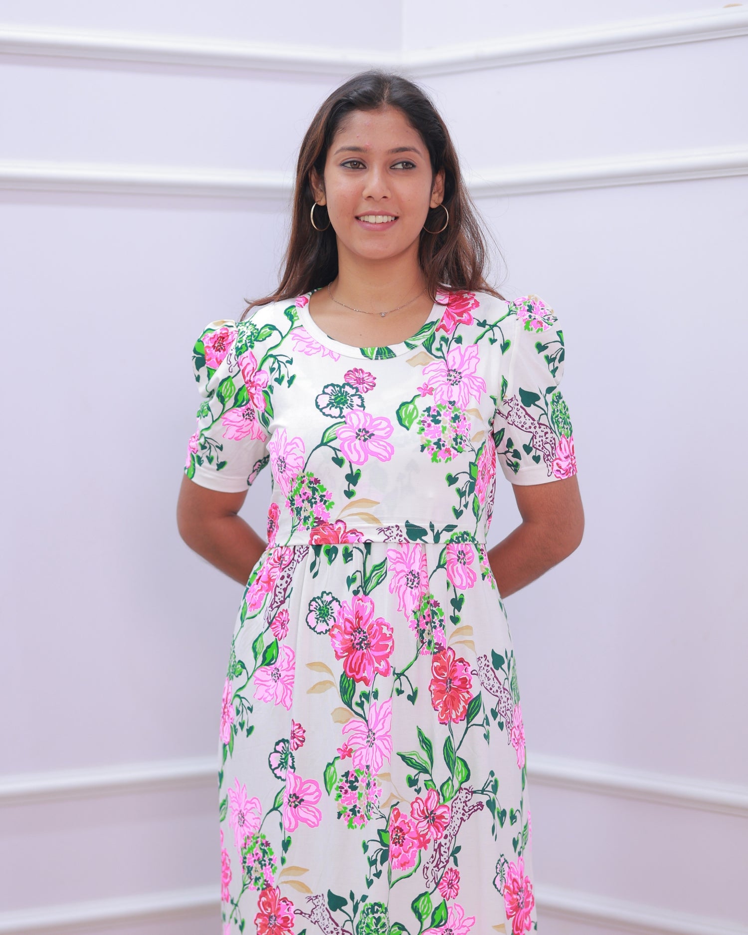 Nova | Zipless Maternity Dress - Puff Sleeves | Full Length