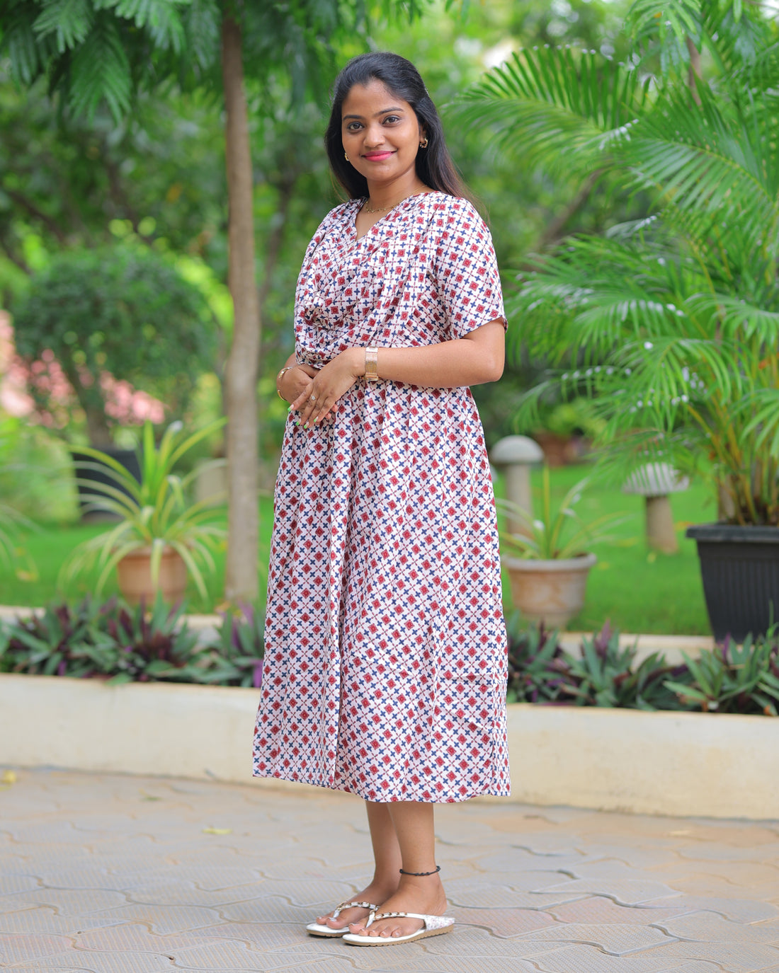 Kayal | Dupatta-Attached Maternity Maxi [Center Zip]