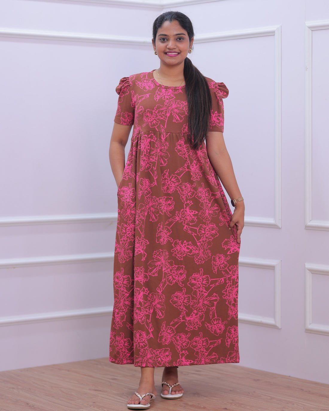 Aisha | Casual Non-Maternity Loungewear - Puff Sleeve | Full Length