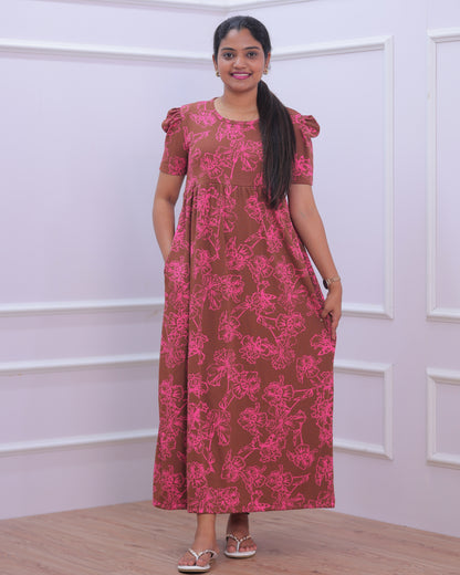 Aisha | Casual Non-Maternity Loungewear - Puff Sleeve | Full Length