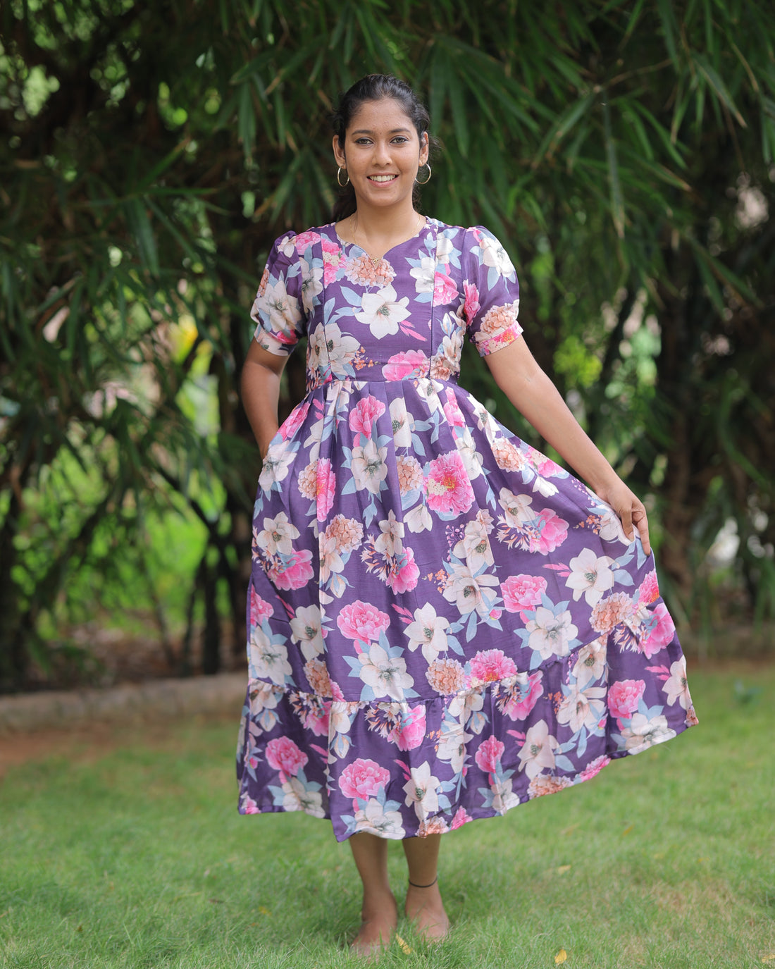 Kuzhali | Maternity Maxi with Top Lining [Double Side Zips]