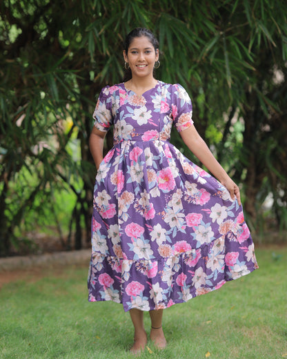Kuzhali | Maternity Maxi with Top Lining [Double Side Zips]