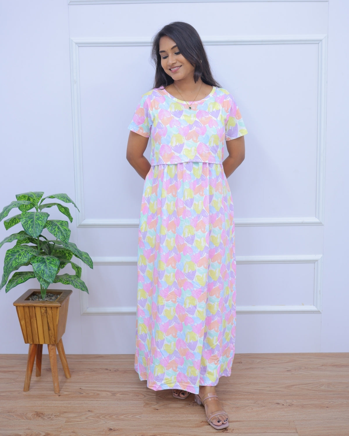 Gia | Zipless Maternity Dress - Normal Sleeves | Full Length Maxi