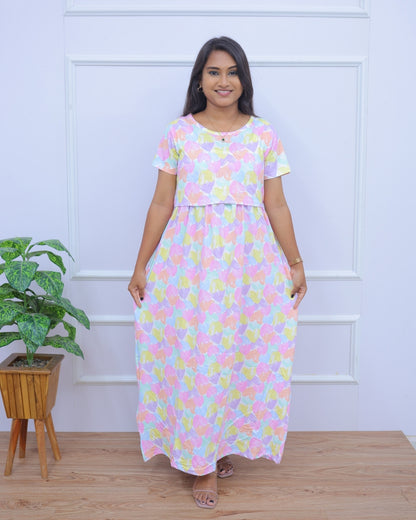 Gia | Zipless Maternity Dress - Normal Sleeves | Full Length Maxi