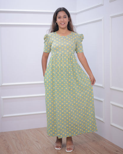 Ajanta | Casual Non-Maternity Loungewear - Puff Sleeve | Full Length