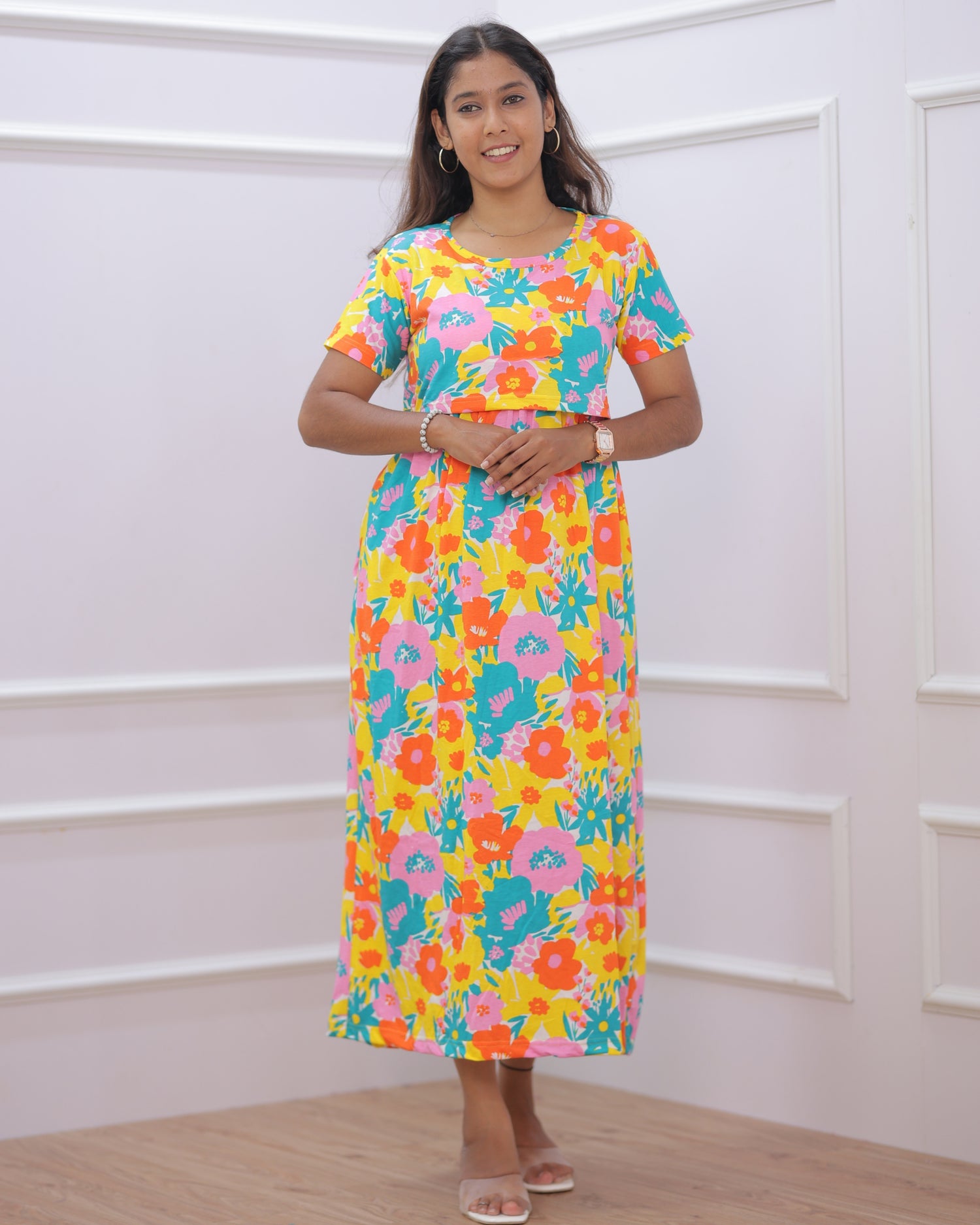 Jagyi | Zipless Maternity Dress - Normal Sleeves | Full Length
