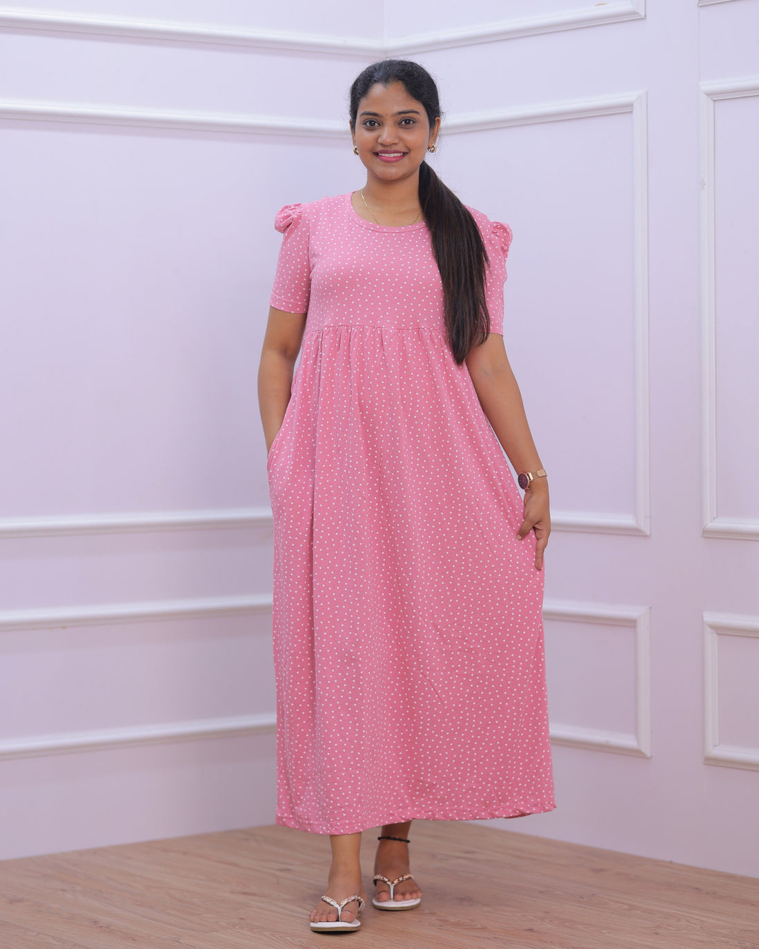 Sugar-Heart | Casual Non-Maternity Loungewear - Puff Sleeve | Full Length