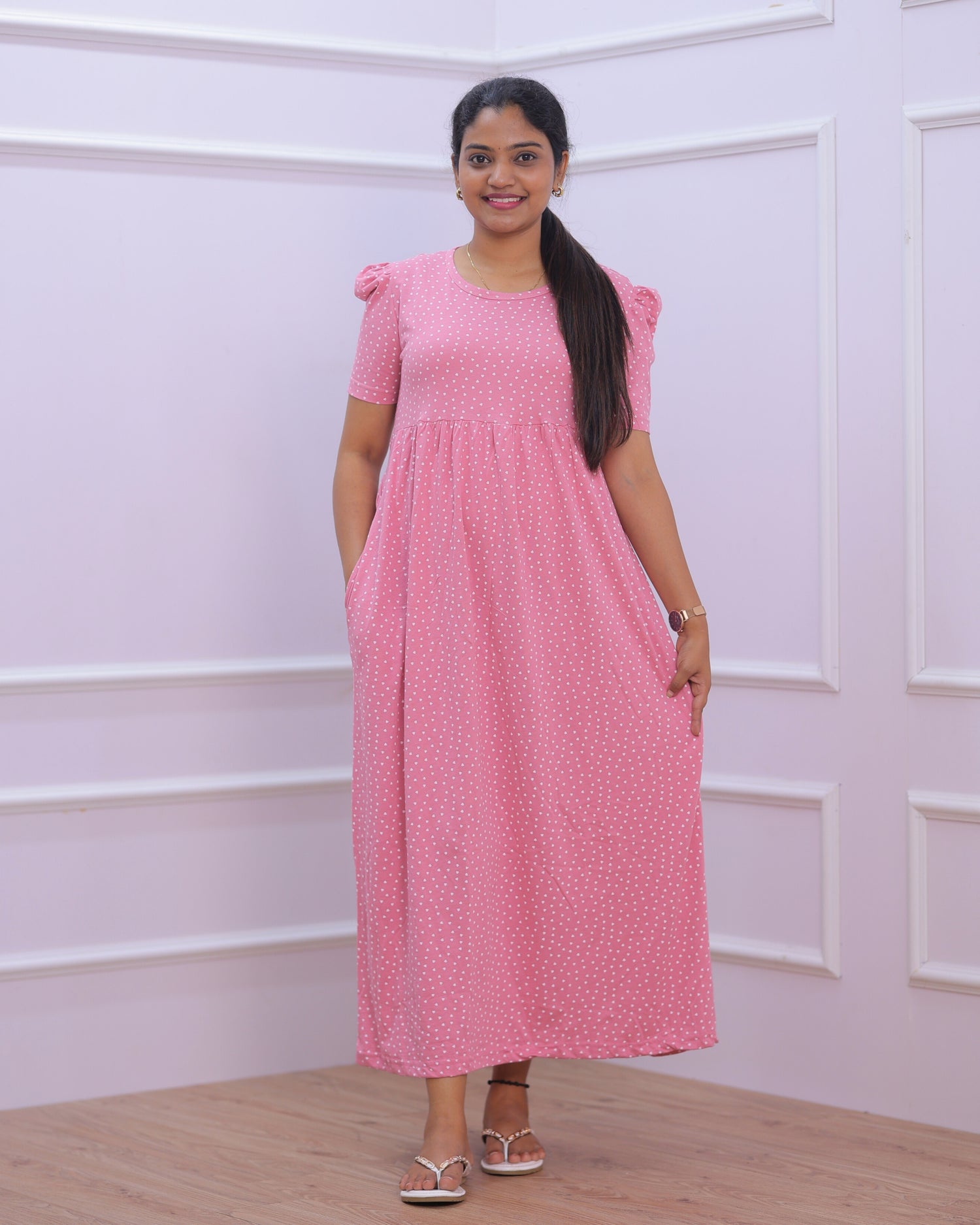 Sugar-Heart | Casual Non-Maternity Loungewear - Puff Sleeve | Full Length