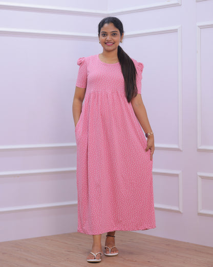Sugar-Heart | Casual Non-Maternity Loungewear - Puff Sleeve | Full Length
