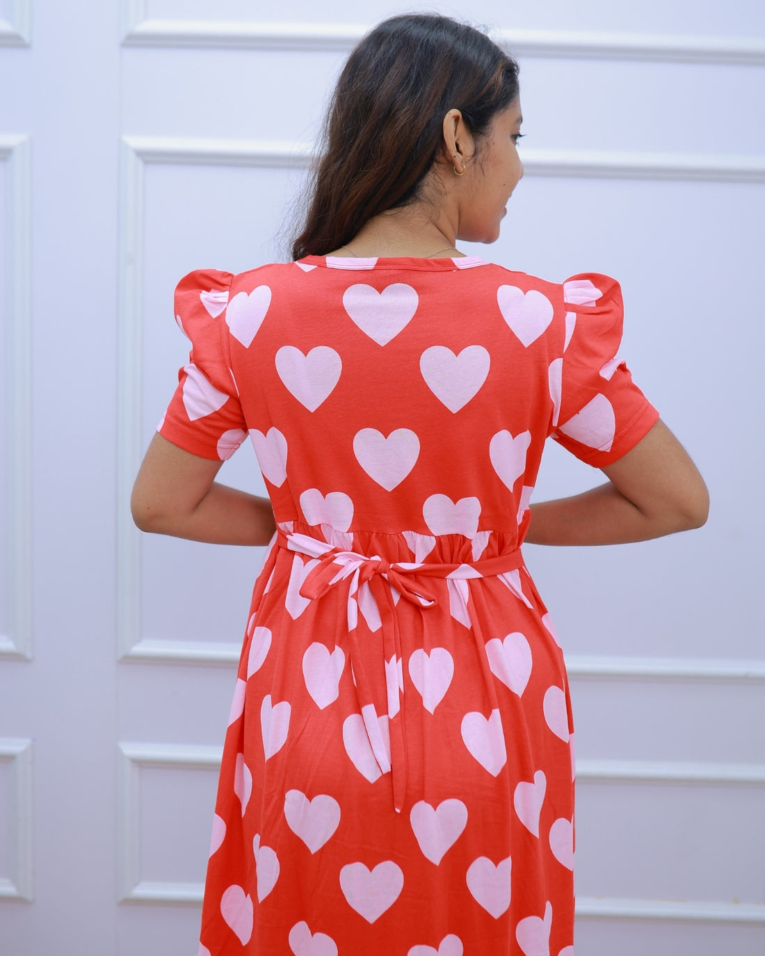 Luv | Zipless Maternity Dress - Puff Sleeves | Full Length Maxi
