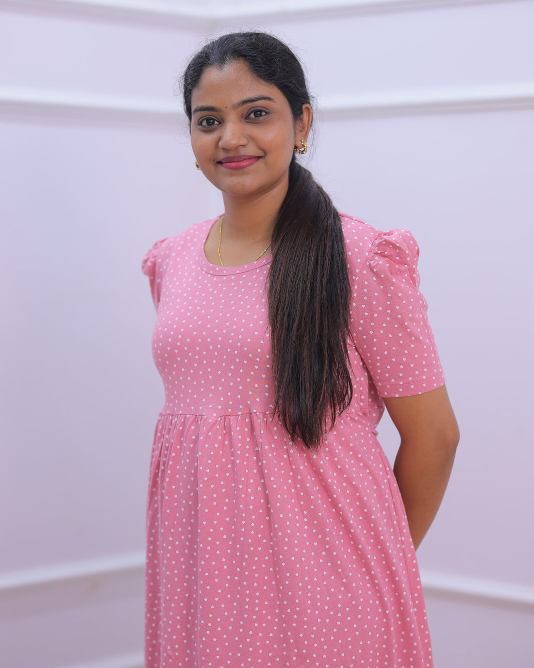 Sugar-Heart | Casual Non-Maternity Loungewear - Puff Sleeve | Full Length