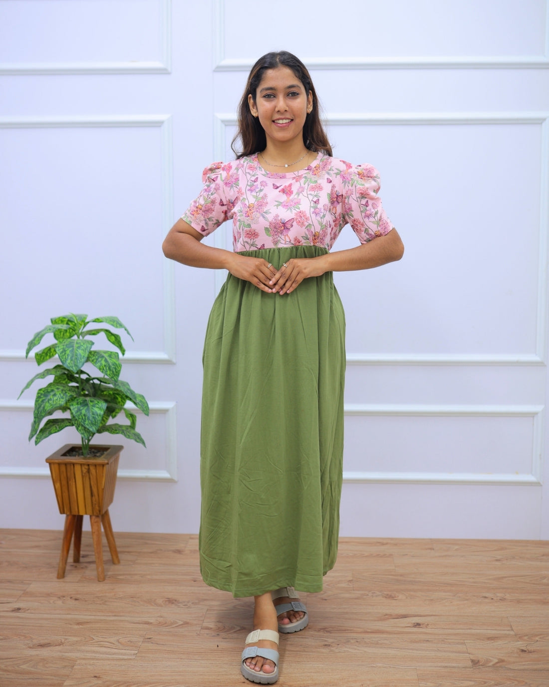 Anvi | Casual Non-Maternity Loungewear - Puff Sleeve | Full Length