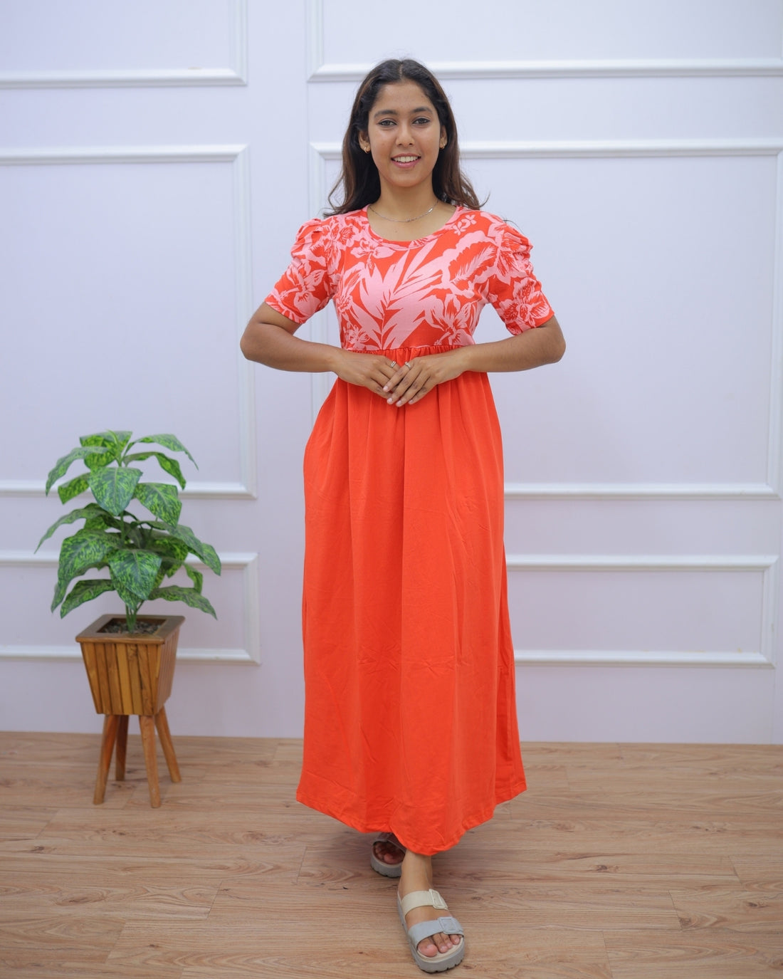 Bina | Casual Non-Maternity Loungewear - Puff Sleeve | Full Length