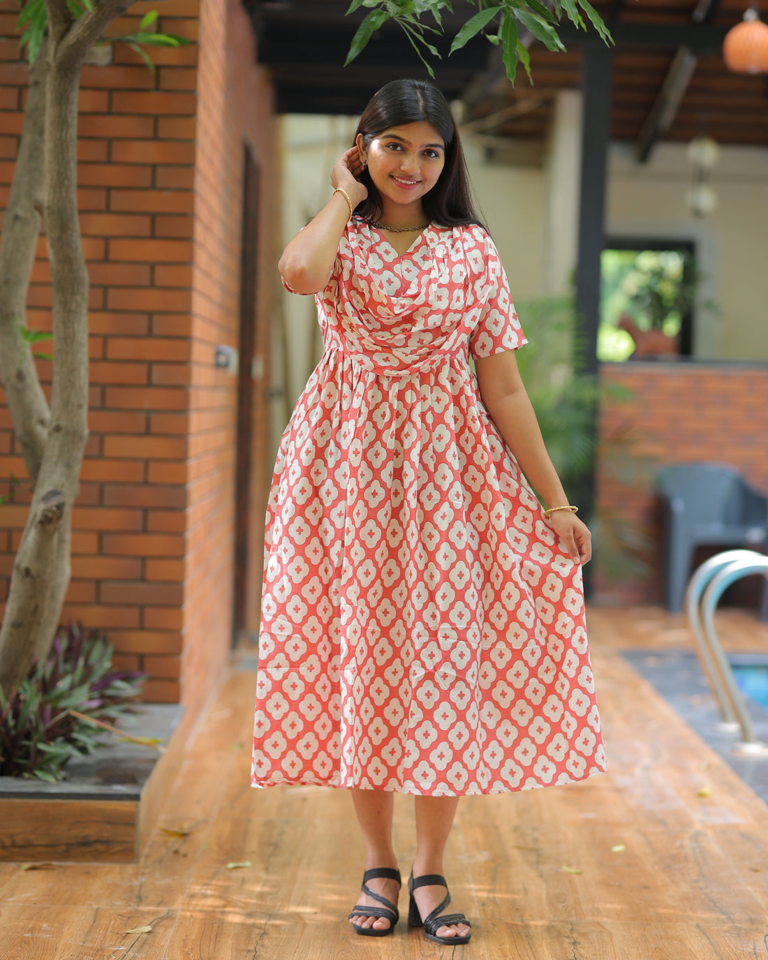 Sindhu | Dupatta-Attached Maternity Maxi [Center Zip]