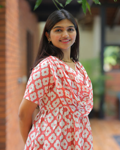 Sindhu | Dupatta-Attached Maternity Maxi [Center Zip]