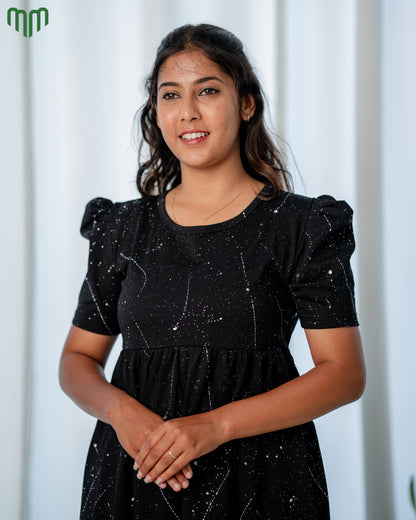 Black Foil Casual Loungewear - Full Length