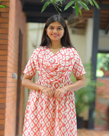 Sindhu | Dupatta-Attached Maternity Maxi [Center Zip]