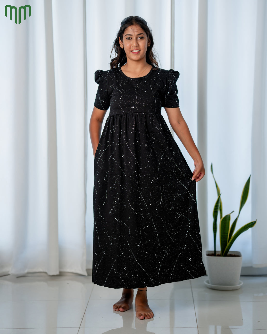 Black Foil Casual Loungewear - Full Length