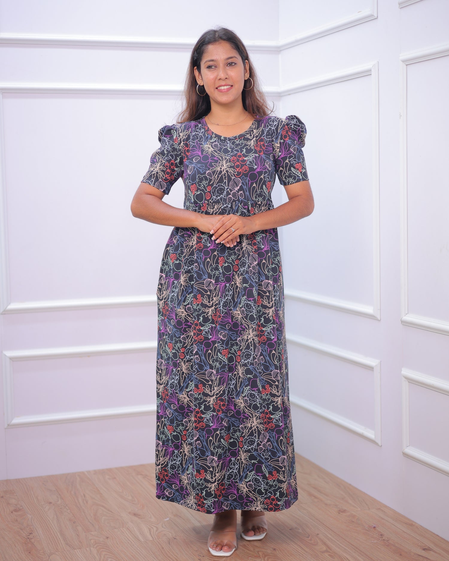 Chandra | Casual Non-Maternity Loungewear - Puff Sleeve | Full Length