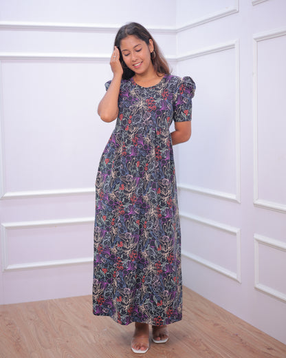Chandra | Casual Non-Maternity Loungewear - Puff Sleeve | Full Length