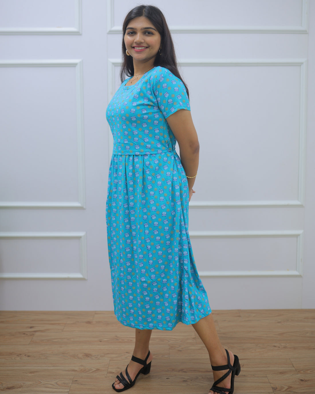 Good Vibes | Zipless Maternity Dress - Normal Sleeves | Calf Length