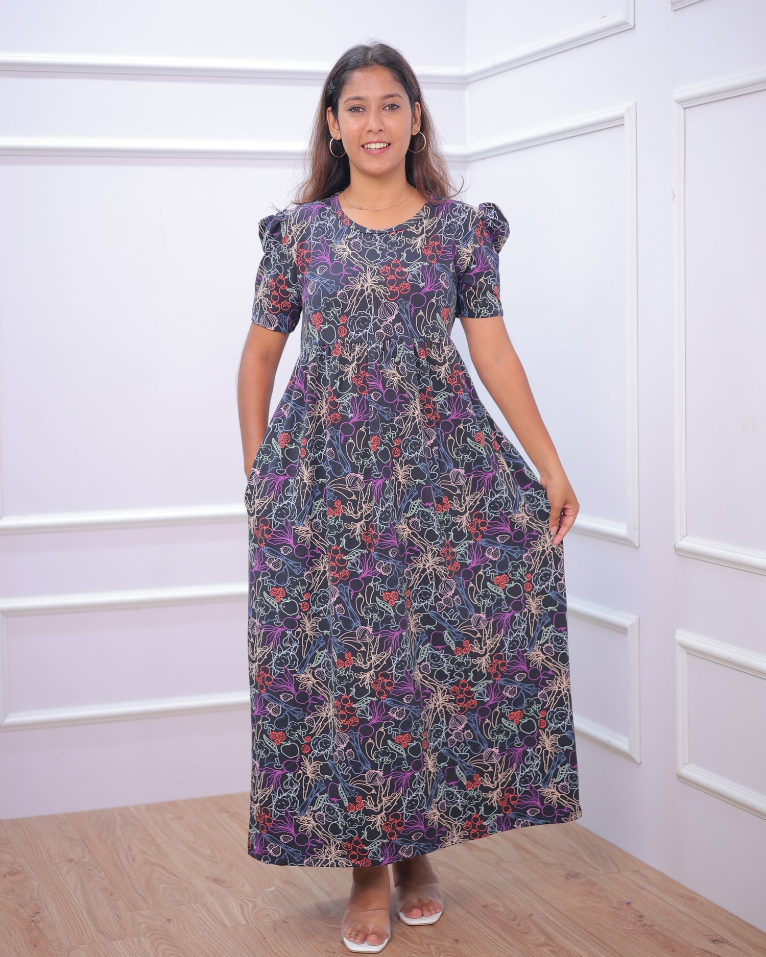 Chandra | Casual Non-Maternity Loungewear - Puff Sleeve | Full Length
