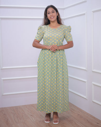 Ajanta | Casual Non-Maternity Loungewear - Puff Sleeve | Full Length