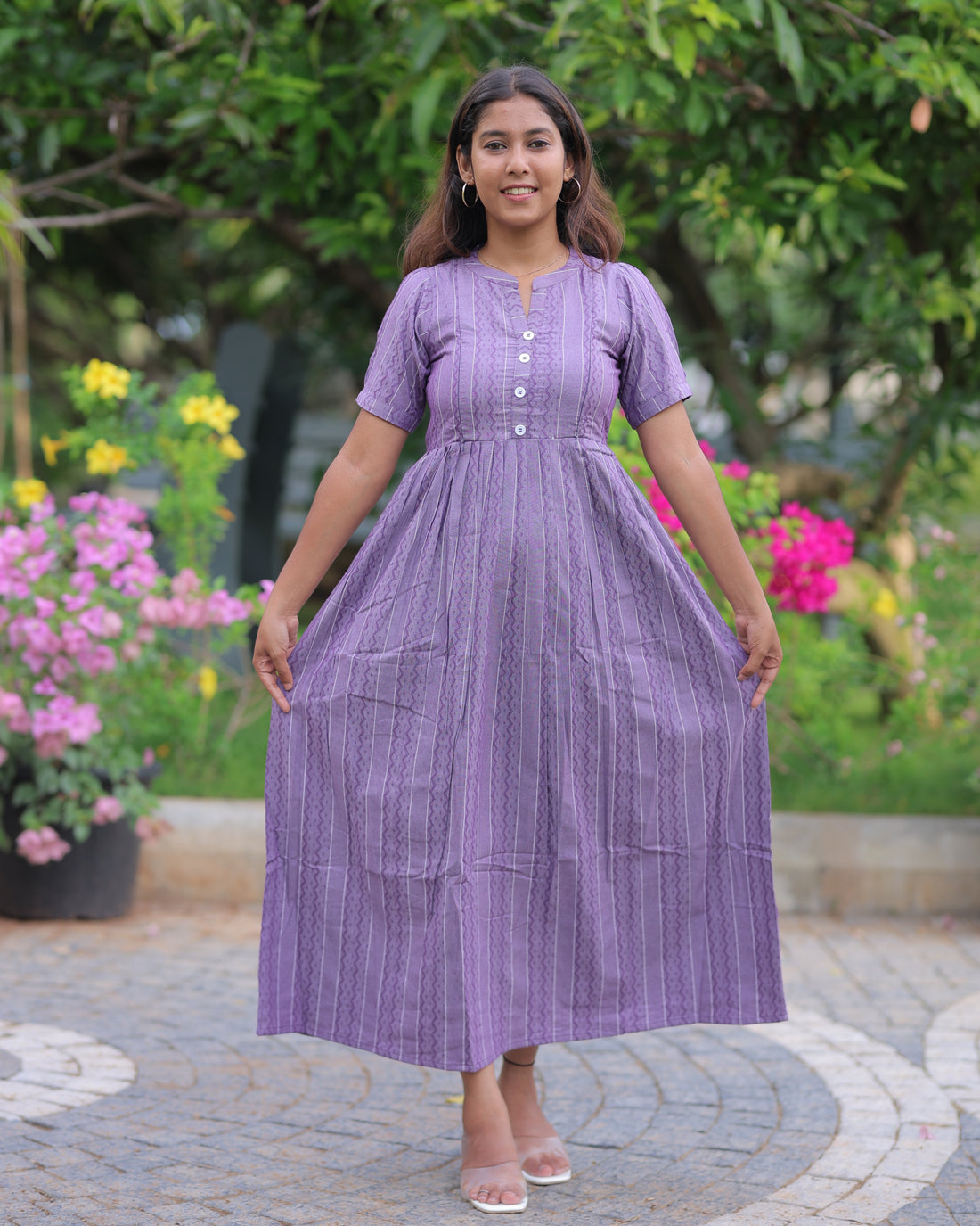 Ziva_V1 Maternity Maxi with Top Lining [Double Side Zips]