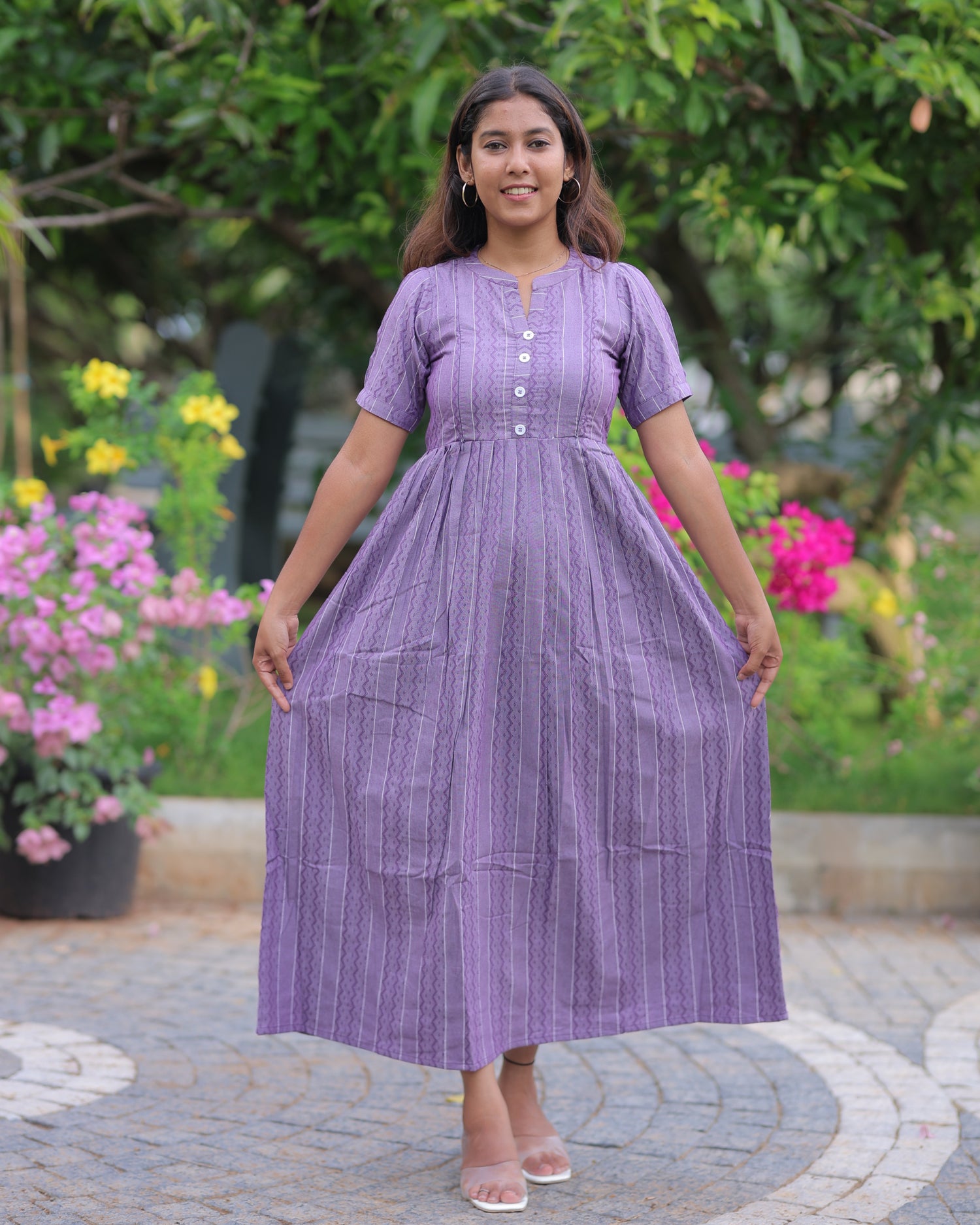 Ziva_V1 Maternity Maxi with Top Lining [Double Side Zips]
