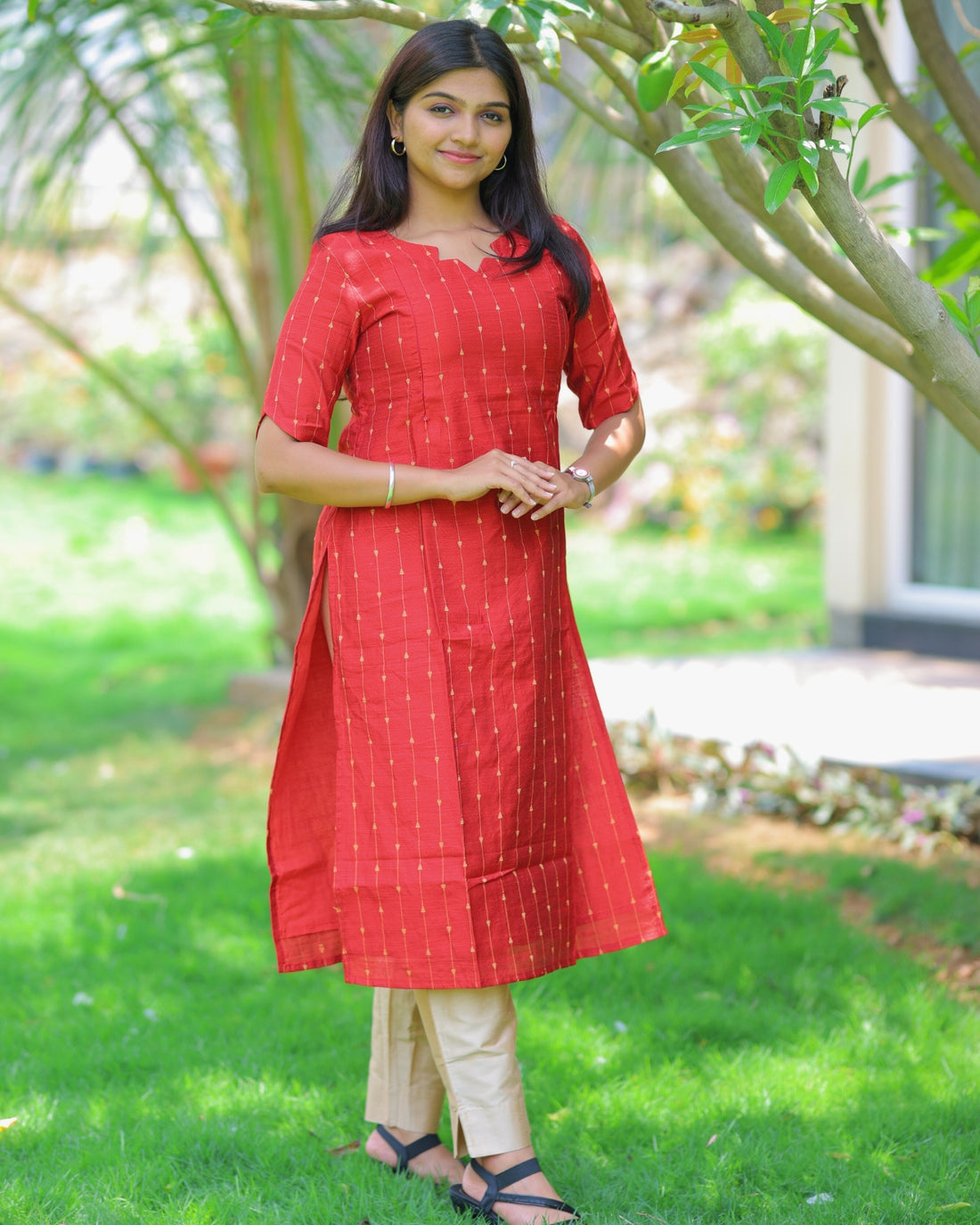 Red_Thugil | Maternity Kurti with Lining [TOP ONLY]