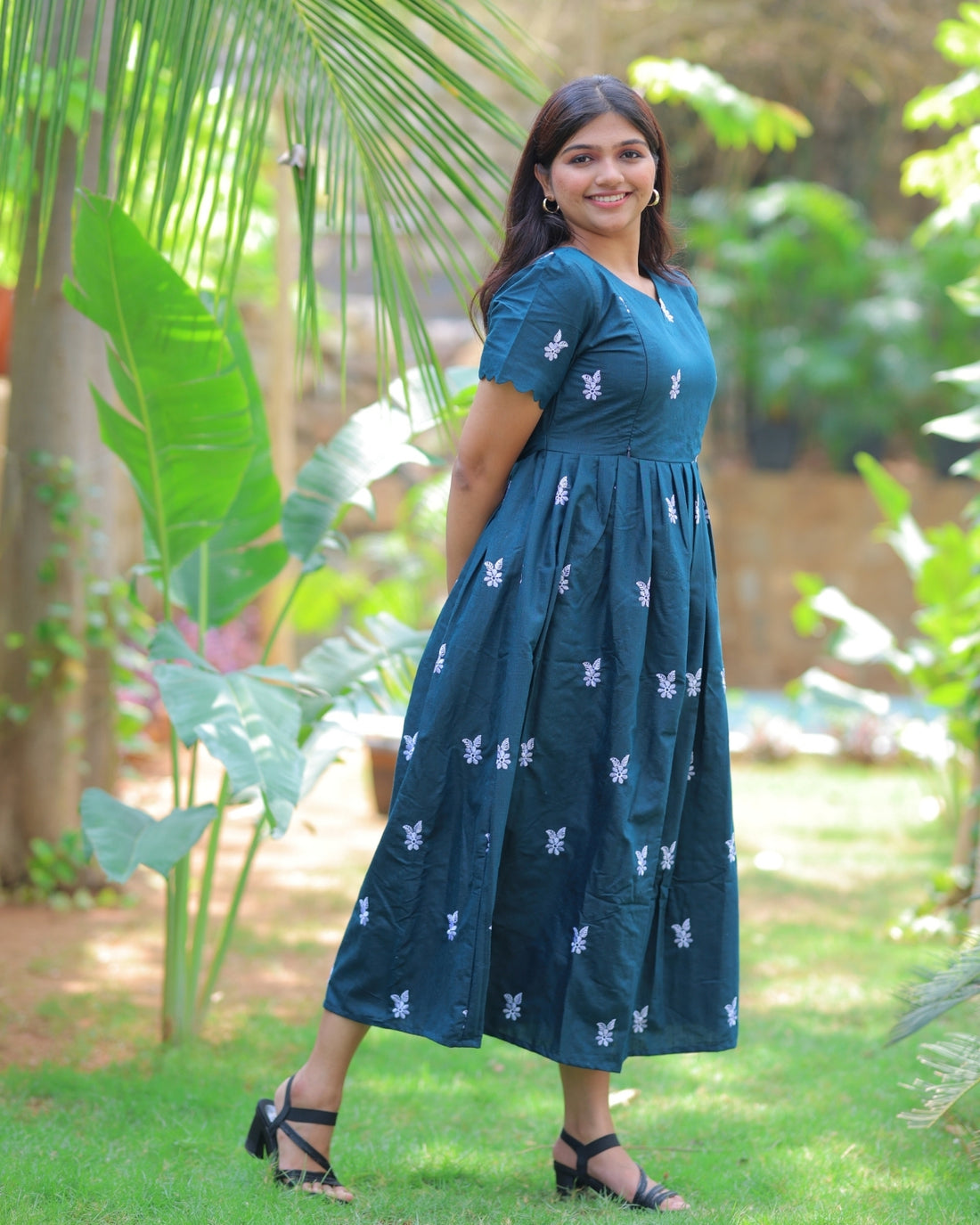 Teal Floret | Maternity Maxi with Lining