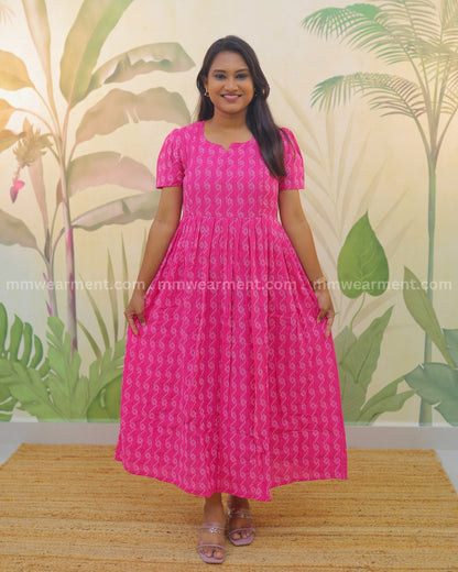 Pink-Zigzag | Maternity Kurti with Lining