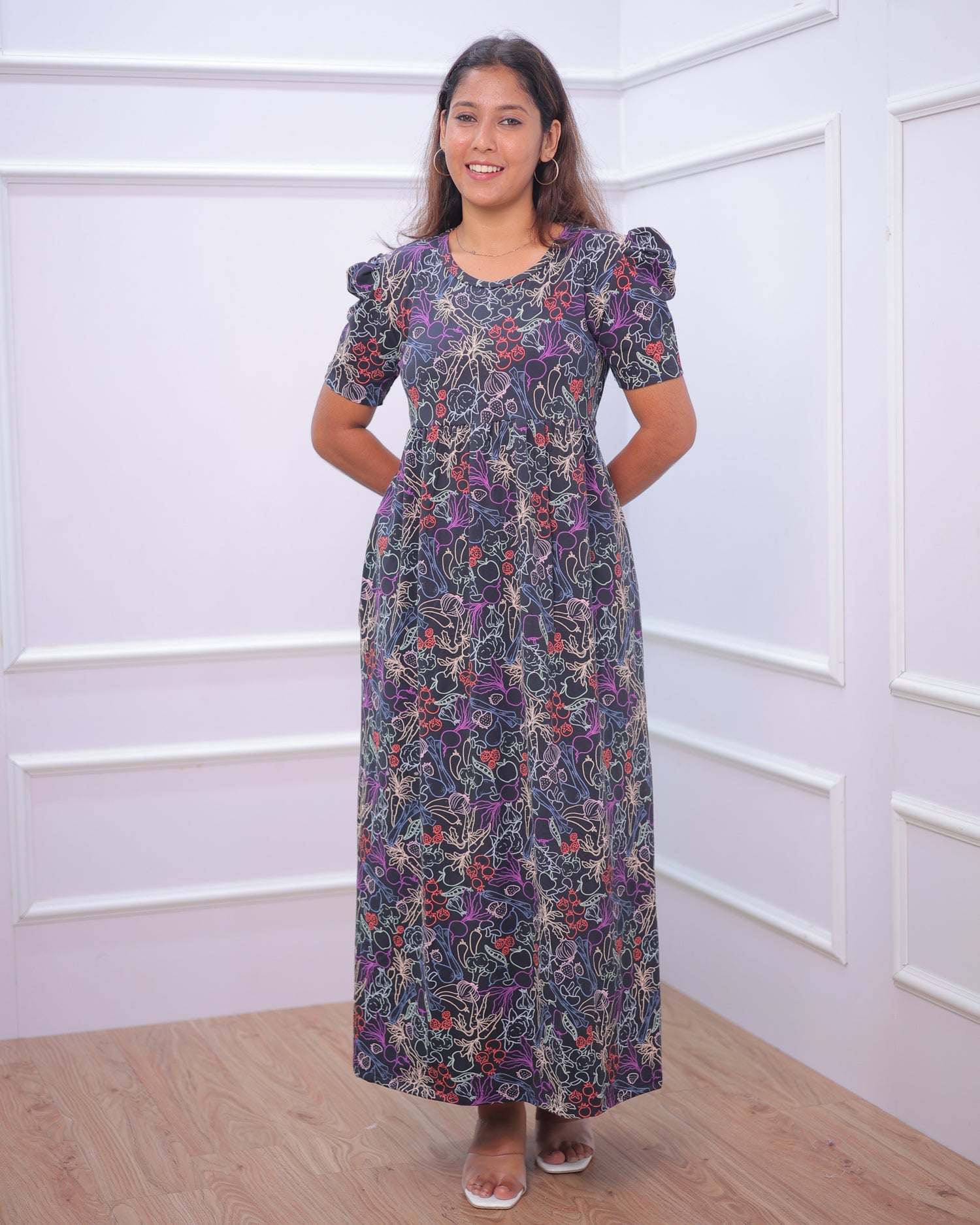 Chandra | Casual Non-Maternity Loungewear - Puff Sleeve | Full Length