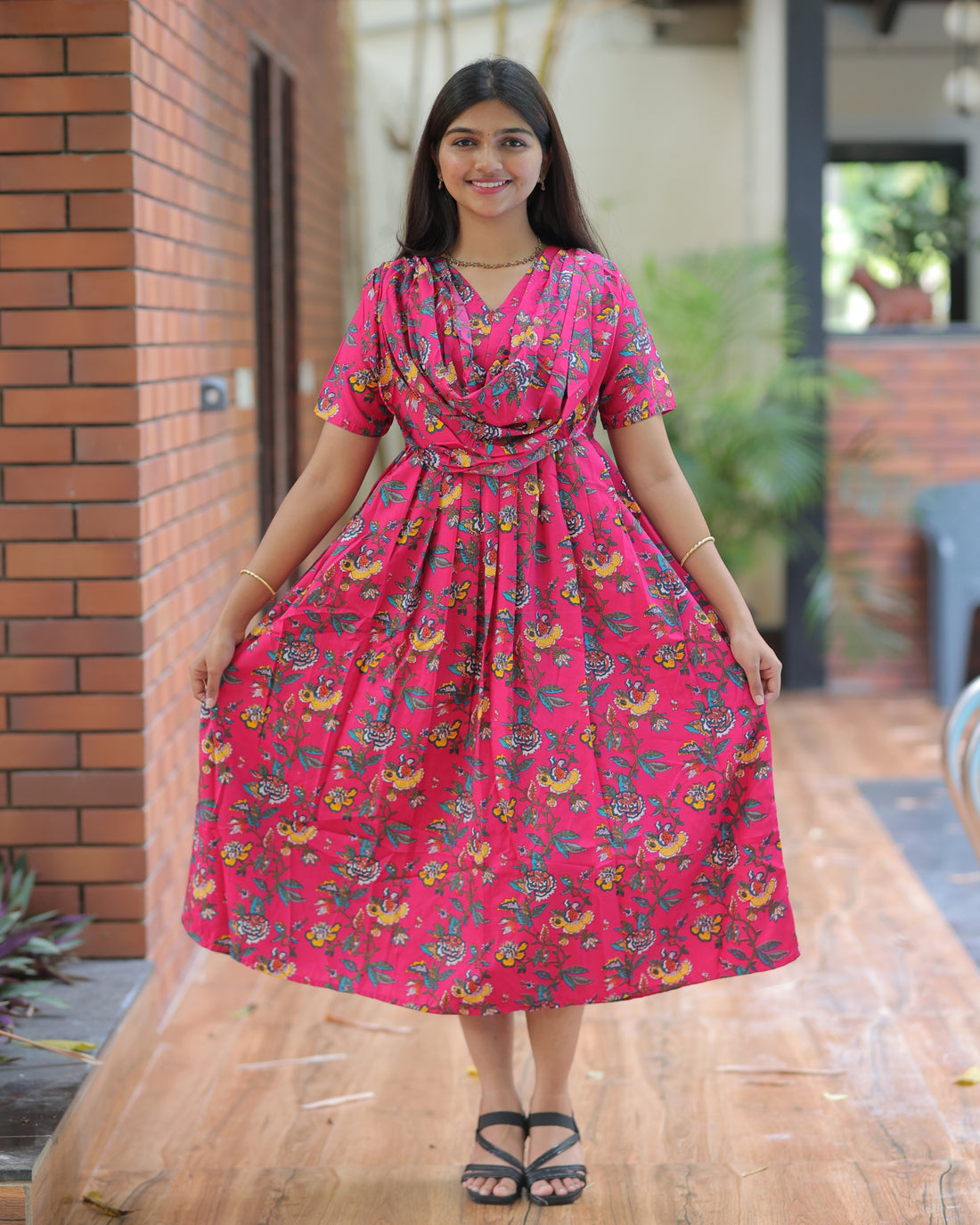Madhu | Dupatta-Attached Maternity Maxi [Center Zip]