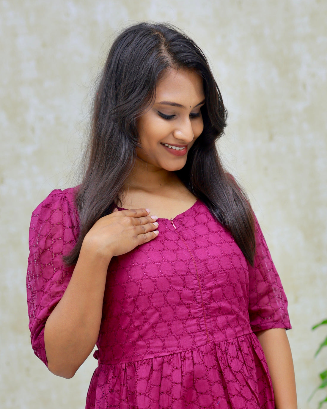 Hakoba Magenta | Maternity Cotton Kurti with Lining