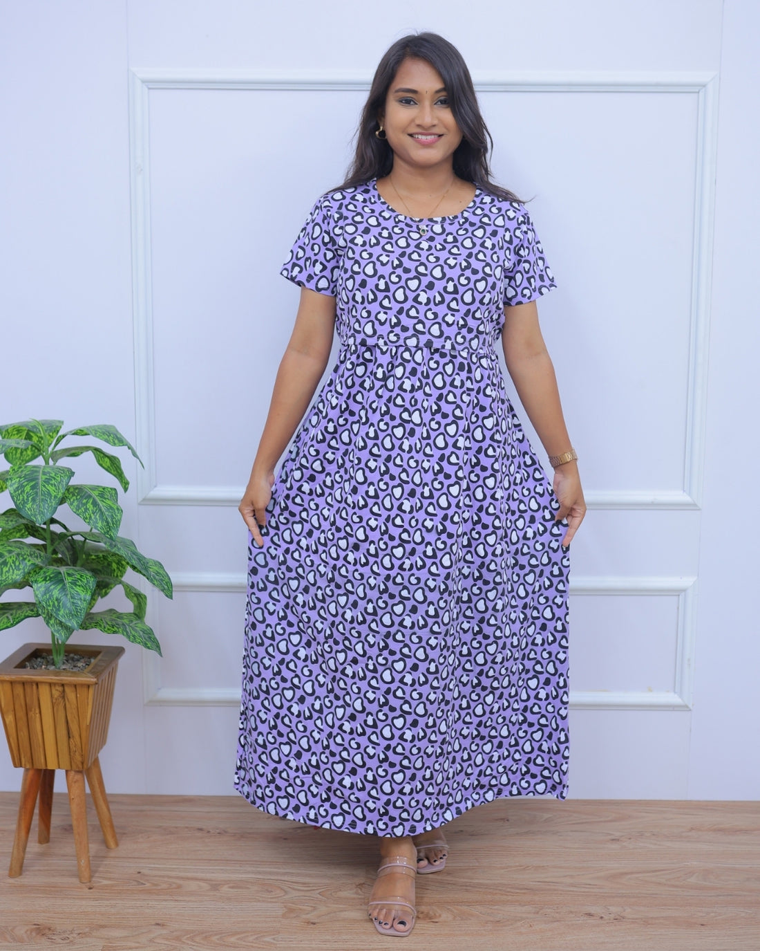 Adhira | Zipless Maternity Dress - Normal Sleeves | Full Length Maxi