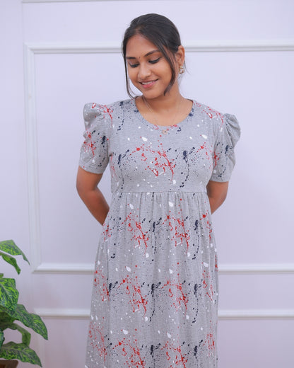 Nitya | Casual Non-Maternity Loungewear - Puff Sleeve | Full Length