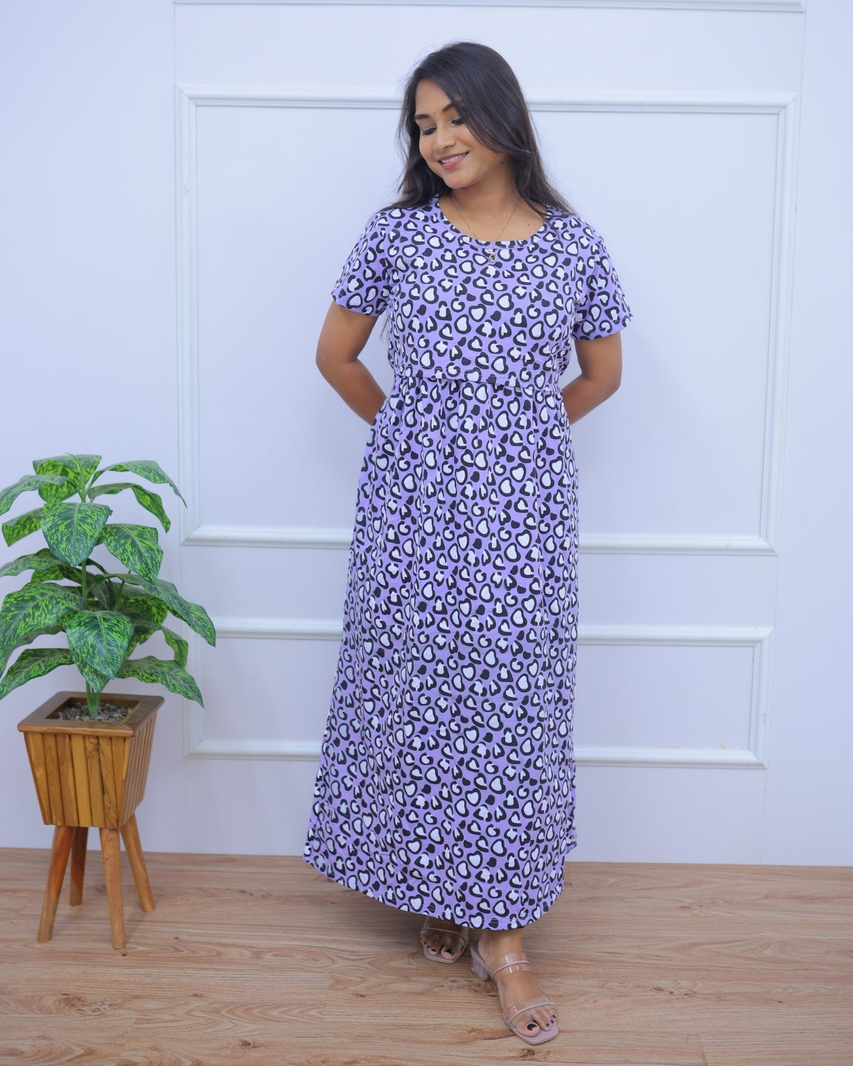 Adhira | Zipless Maternity Dress - Normal Sleeves | Full Length Maxi