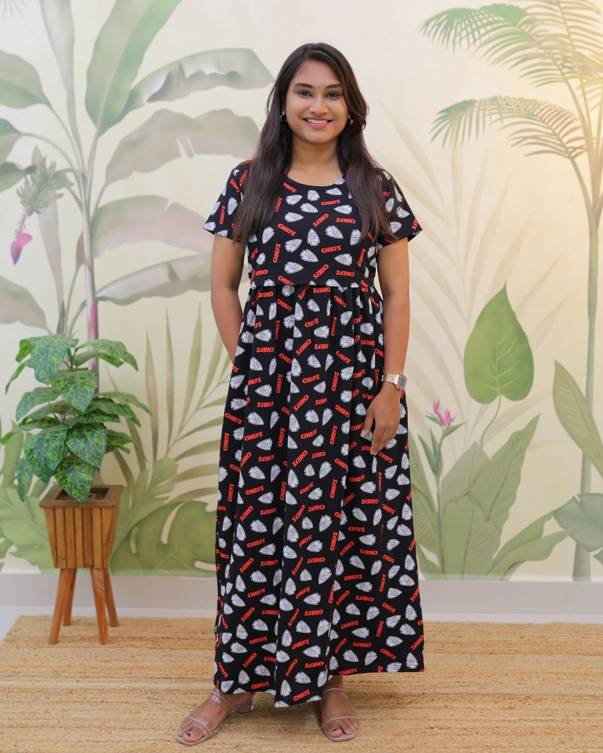 KC | Zipless Maternity Dress - Normal Sleeves | Full Length Maxi