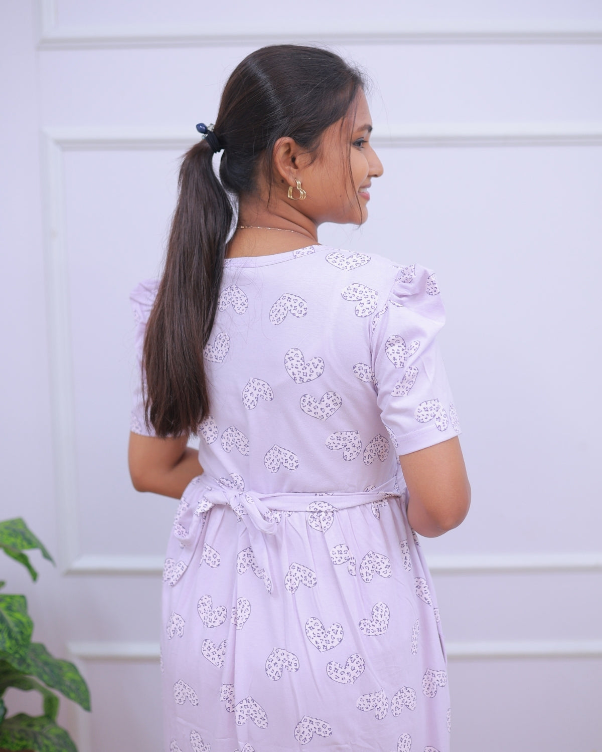 Premam | Zipless Maternity Dress - Puff Sleeves | Full Length Maxi