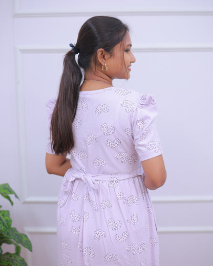 Premam | Zipless Maternity Dress - Puff Sleeves | Full Length Maxi
