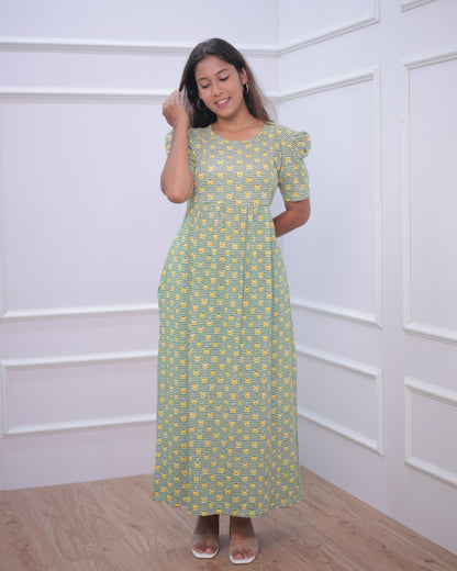 Ajanta | Casual Non-Maternity Loungewear - Puff Sleeve | Full Length