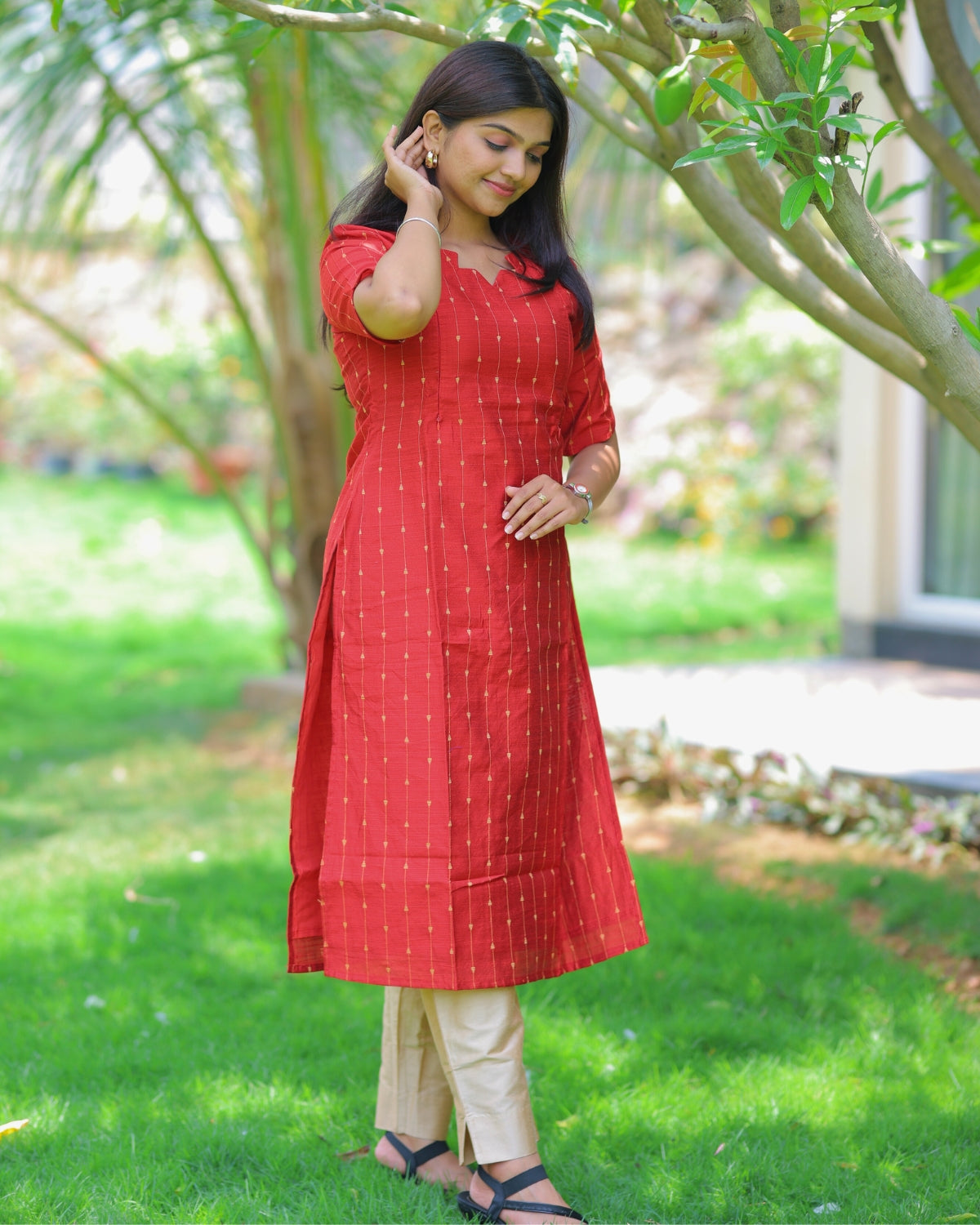 Red_Thugil | Maternity Kurti with Lining [TOP ONLY]