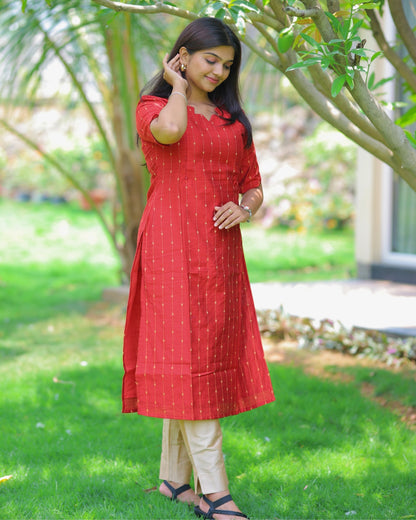 Red_Thugil | Maternity Kurti with Lining [TOP ONLY]