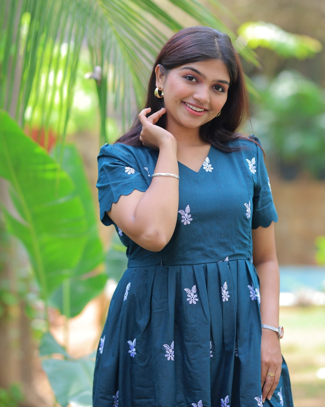 Teal Floret | Maternity Maxi with Lining