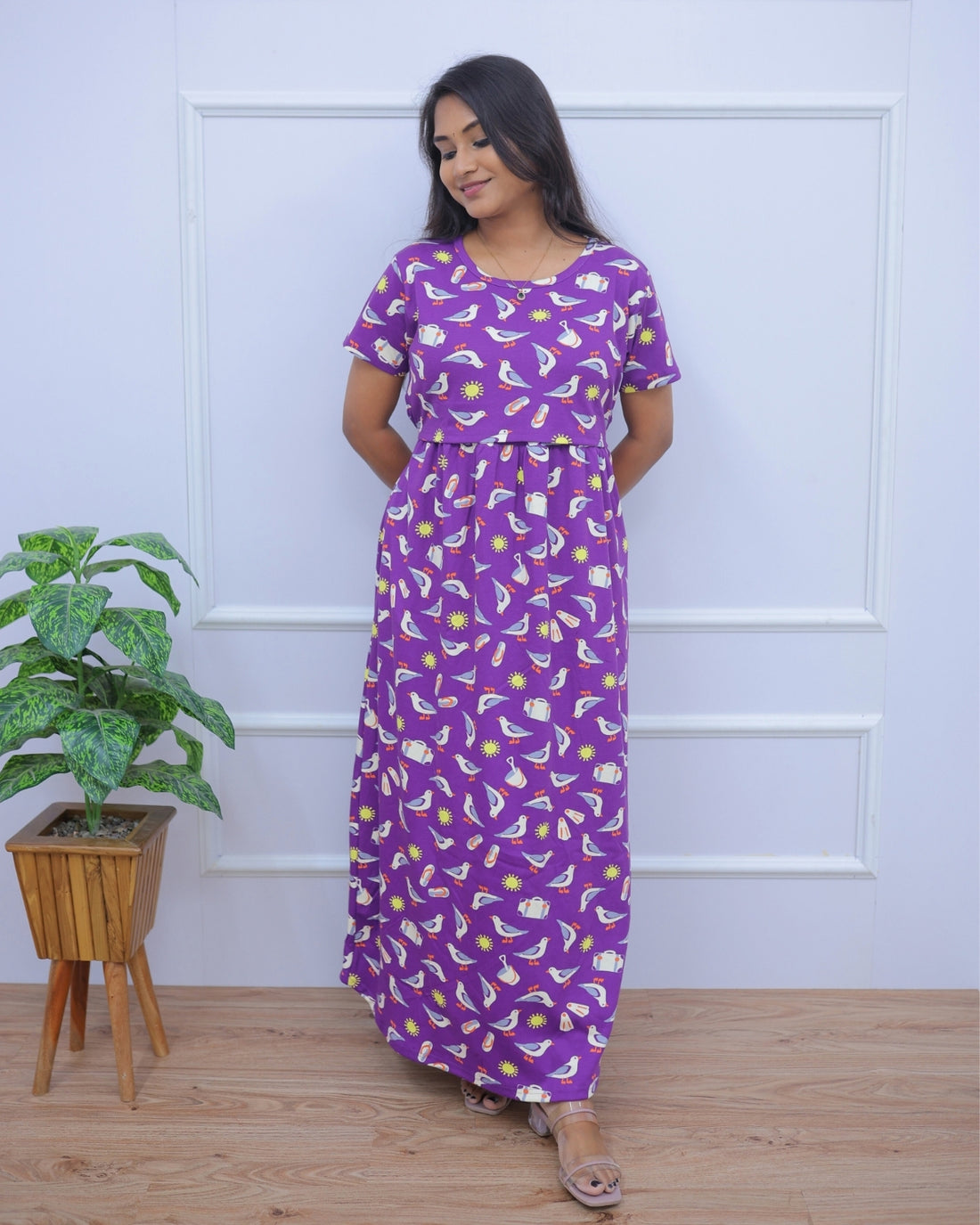Chitoo | Zipless Maternity Dress - Normal Sleeves | Full Length Maxi