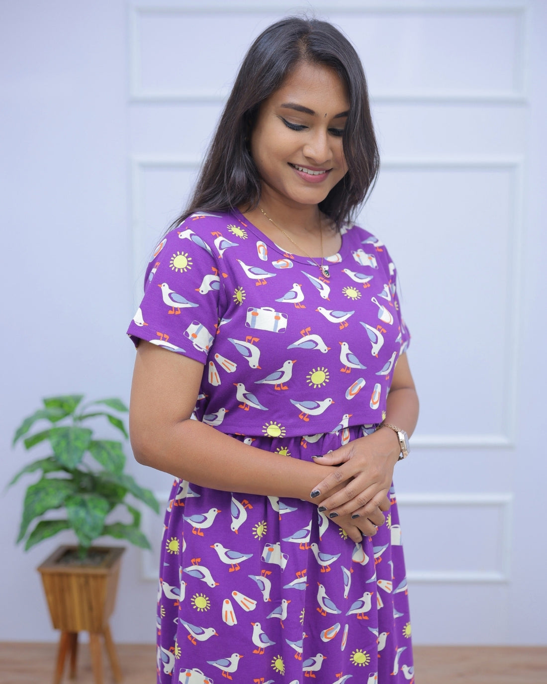 Chitoo | Zipless Maternity Dress - Normal Sleeves | Full Length Maxi