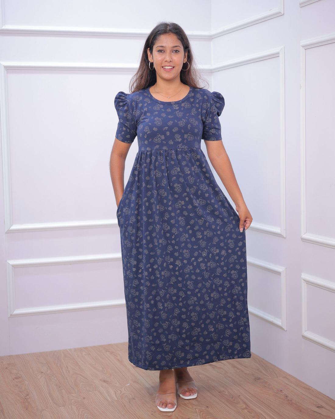 Alya | Casual Non-Maternity Loungewear - Puff Sleeve | Full Length